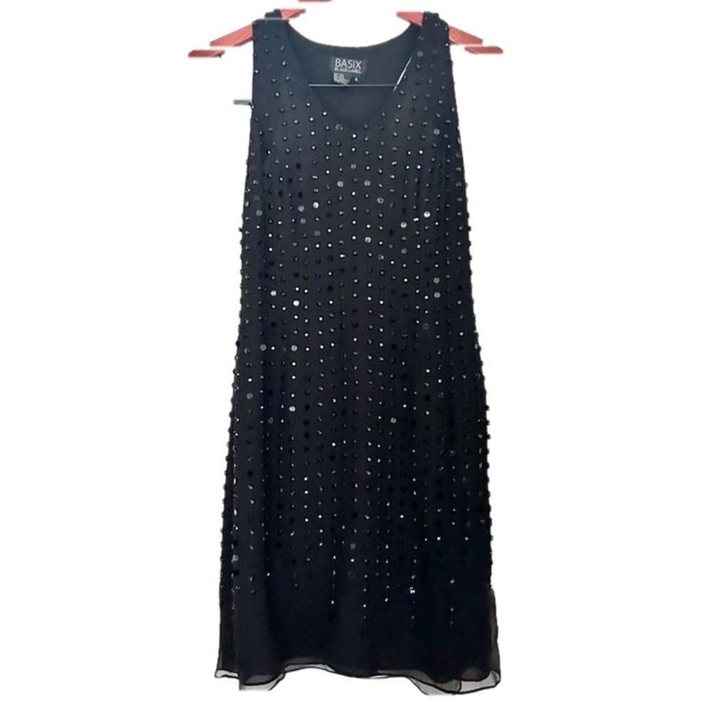 BASIX BLACK LABEL silk beaded mini cocktail dress Short Formal Party Sz 6